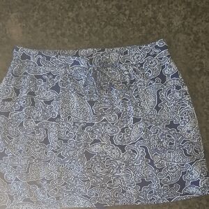 Navy Blue Patterned Women's Skort
